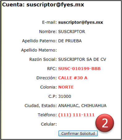 Confirmar Solicitud, Cambiar Datos Facturaci�n