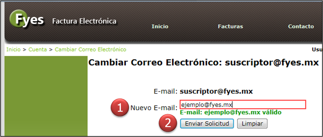 Formulario Cambiar Correo Electr�nico