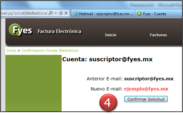 Confirmar Solicitud, Cambiar Correo Electr�nico